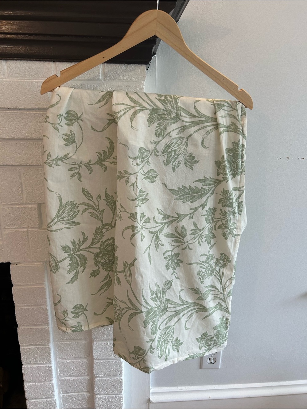 Laura Ashley Green Floral Print Pillow Sham on Cream